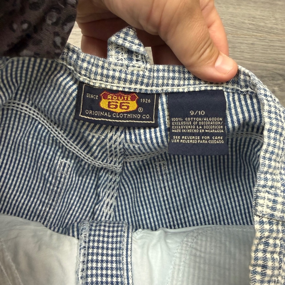 Vintage Route 66 Womens Blue Gingham High Waisted Carpenter Shorts Size 9/10 - Picture 5 of 10